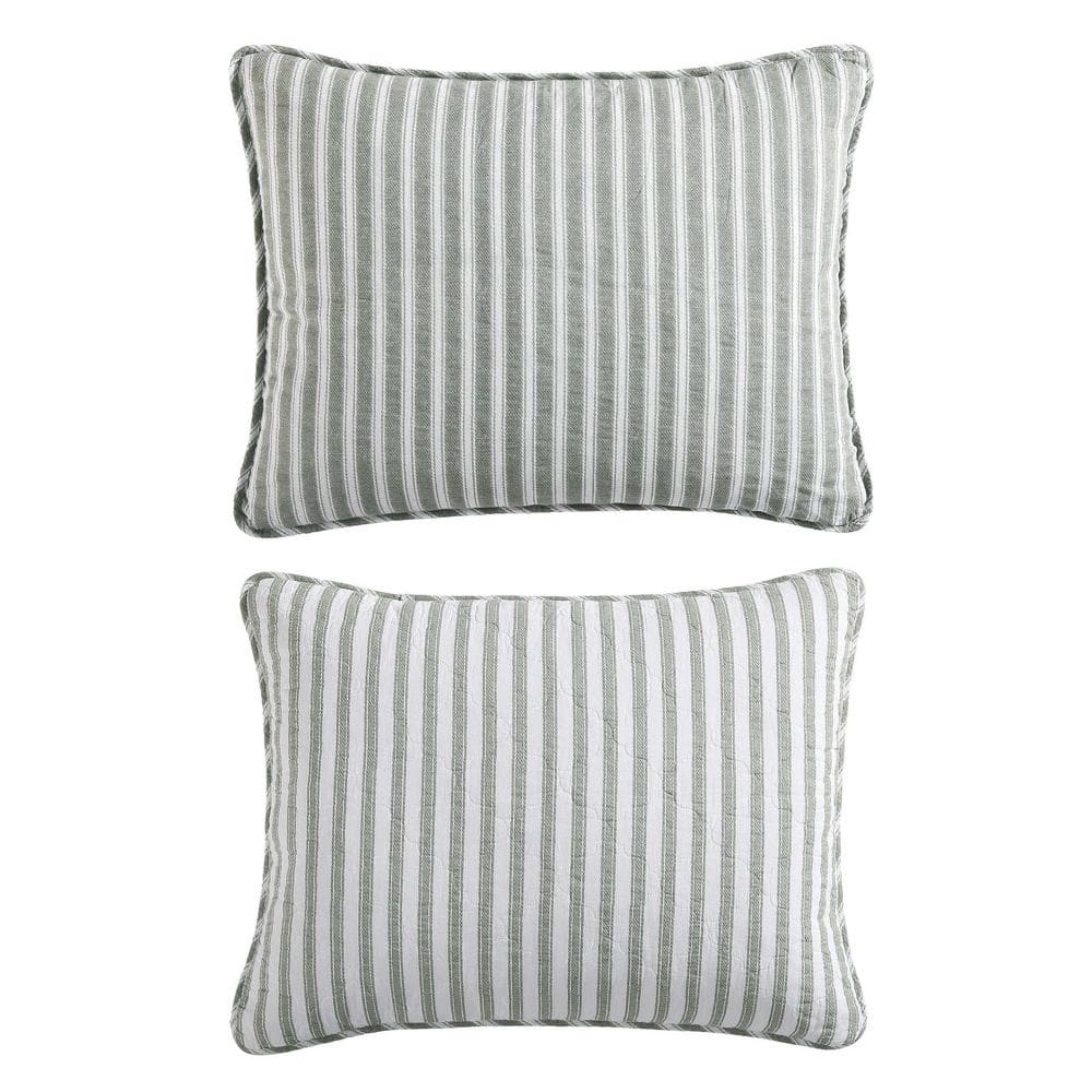 Ivory and Sage Reversible Cotton King Quilt Set