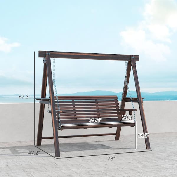 ⑧ ma 様 swing Outsunny 3 Seat Porch Swing with Stand, Wooden Patio Swing