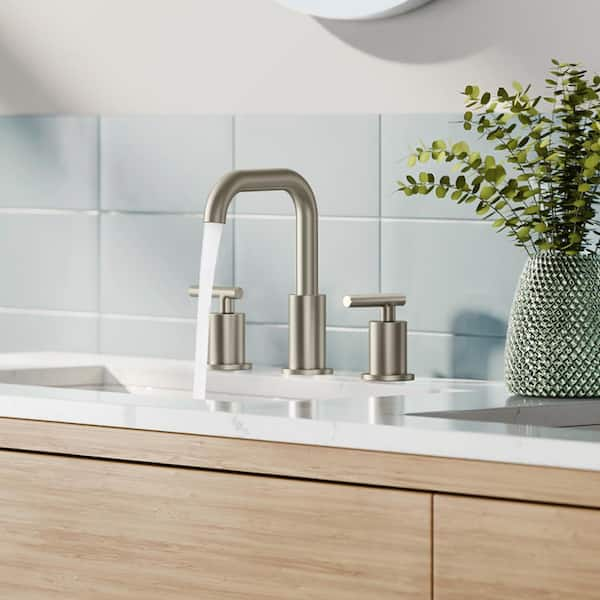 8 in. Widespread 2-Handle Bathroom Faucet with Metal Pop-up Drain 3-Hole Stainless Steel Sink Faucet in Brushed Nickel