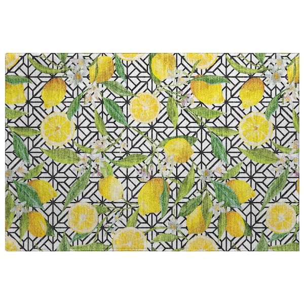 Dream Shag Premium Machine Washable Abstract ADS160 Yellow 2 ft. x 3 ft. Accent Rug