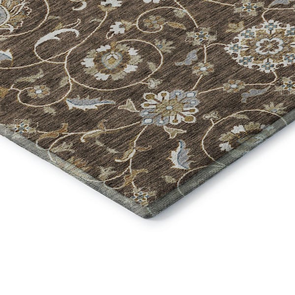 Mayfield Premium Machine Washable Abstract AMF1149 Chocolate 5 ft. x 7 ft. 6 in. Area Rug