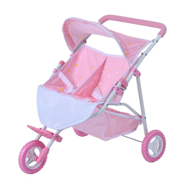 Twin Baby Doll Stroller Toy For Girls Kids Pretend Play Double Carriage Gift NEW 