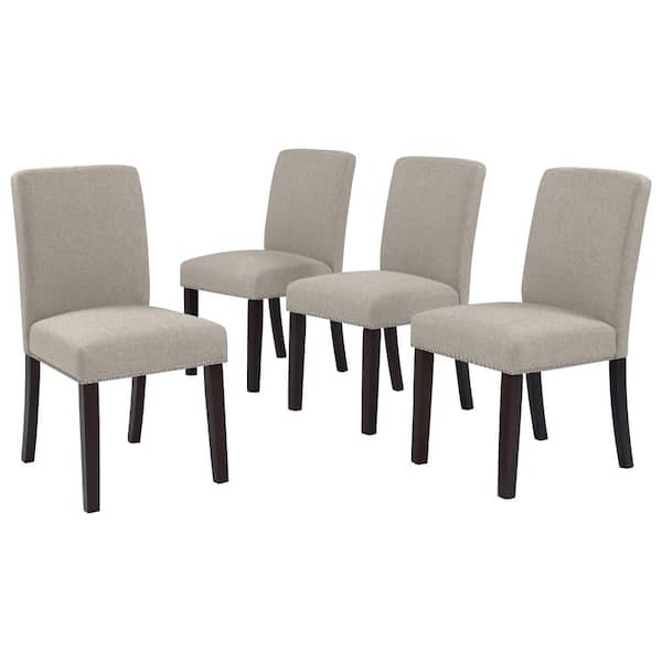 Handy Living Brisbane Upholstered Dining Chairs in Taupe Linen (Set of 4)