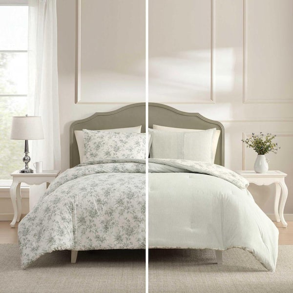 Laura Ashley Walled Garden 3-Piece Hemlock Green/Cream Cotton Full