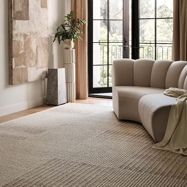 Frenshe Interiors Ivory 10 ft. x 14 ft. Montceito Tiled Wool Indoor/Outdoor Patio Area Rug