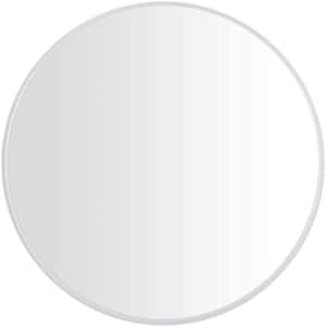 21 in. x 21 in. White Kiera Grace Beautiful Classic Living Room and Bedroom Round Wall Mirror