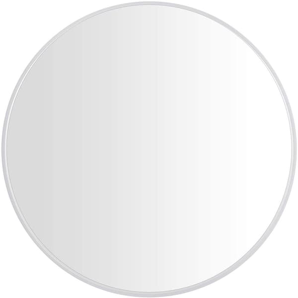 Unbranded 21 in. x 21 in. White Kiera Grace Beautiful Classic Living Room and Bedroom Round Wall Mirror