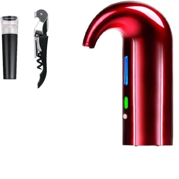 Red Electric Wine Aerator, Wine Dispenser,Aeration and Decanter Wine Pourer, 1-Button Aeration