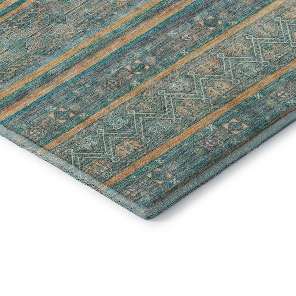 Mayfield Premium Machine Washable Abstract AMF1644 Teal 8 ft. x 10 ft. Area Rug