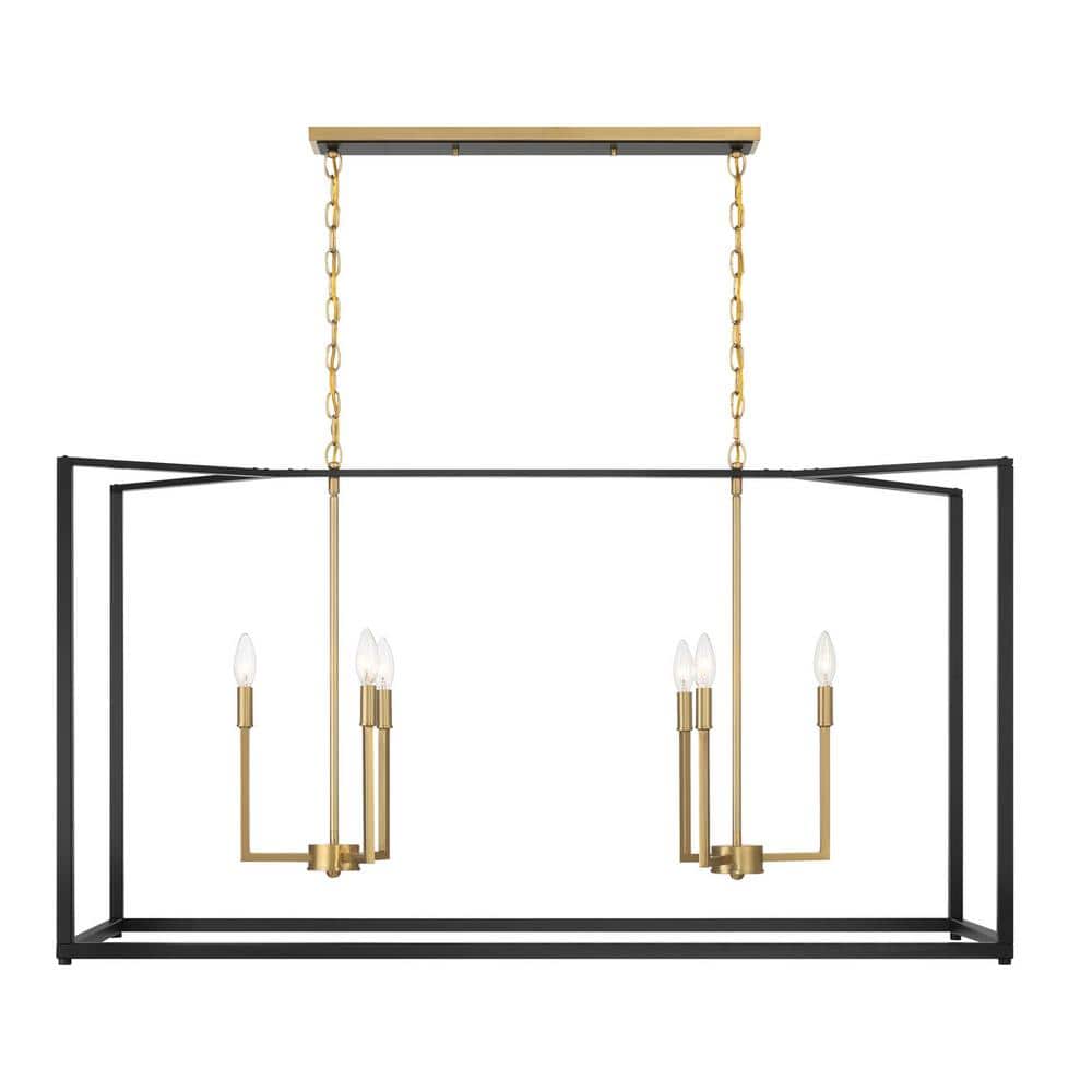 Colwick 6-Light Coal Black and Signature Brass Candlestick Island Chandelier for Kitchen, Dining Room, No Bulbs Included price history on PriceWatchPro