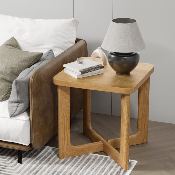 Dovelina Aydan 24 in. Natural Color Square Solid Wood Oak Coffee Table Side Table