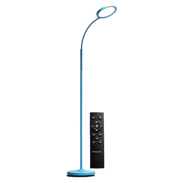Lukyamzn Upgraded 69 in. Blue 1-Light Smart Dimmable Standard LED Floor Lamp for Living Room with Acrylic Round Shade and Remote