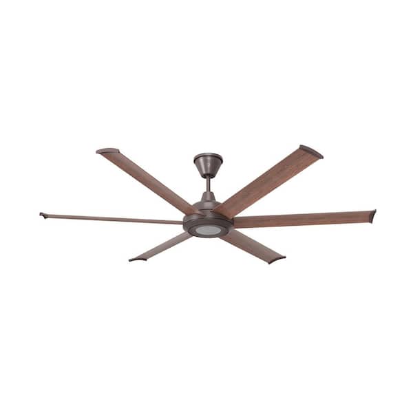 Bison 72 in. Smart Indoor/Outdoor Ceiling Fan, Bronze/Walnut, Universal Mount 12 in. Downrod, LED, Remote and Phone App