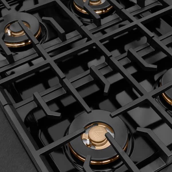 Autograph 30 in. Paramount Gas Rangetop with 4 Burner DuoPro™ Cooktop in Black Satin and Champagne Bronze Accents