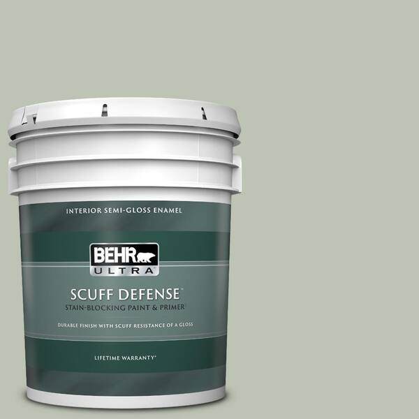 BEHR ULTRA 5 gal. #PPU11-11 Summer Green Extra Durable Semi-Gloss Enamel Interior Paint & Primer