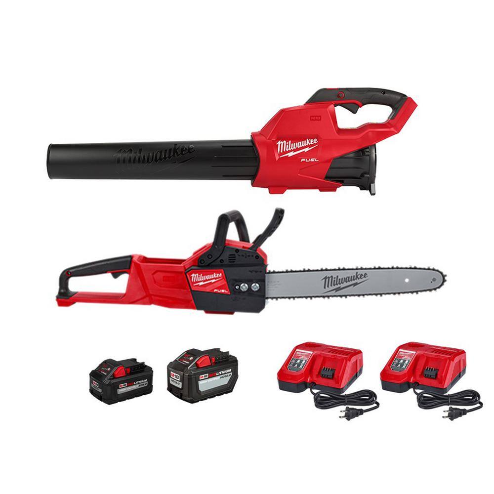 Milwaukee M18 Fuel 120 MPH 450 CFM 18-Volt Lithium-Ion Brushless Cordless Handheld Blower w/M18 Fuel Chainsaw Combo Kit (2-Tool)