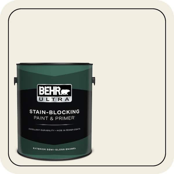BEHR ULTRA 1 gal. Designer Collection #DC-012 White Stone Semi-Gloss Enamel Exterior Paint & Primer