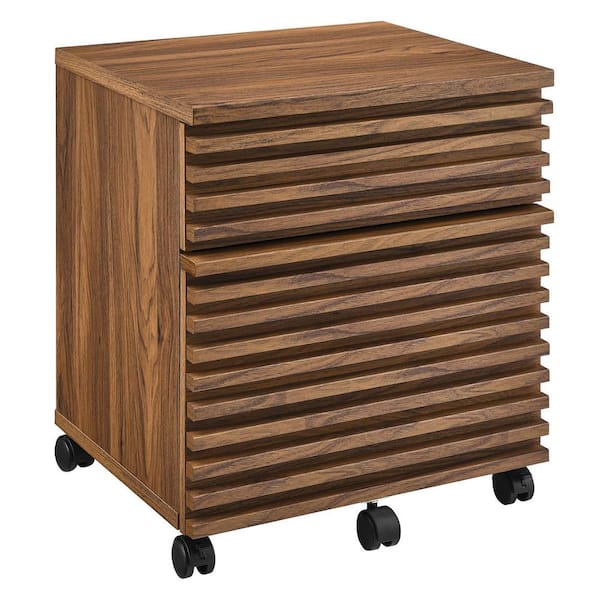 MODWAY Render Walnut Wood File Cabinet