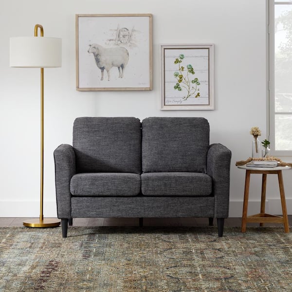 Brookside Clara 52 in. Charcoal Polyester Upholstered 2-Seater Curved Arm Loveseat