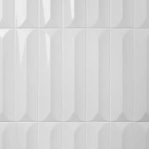 Colorwave Inflex White 4.43 in. x 17.62 in. Polished Crackled Ceramic Wall Tile (6.53 Sq. Ft./Case)