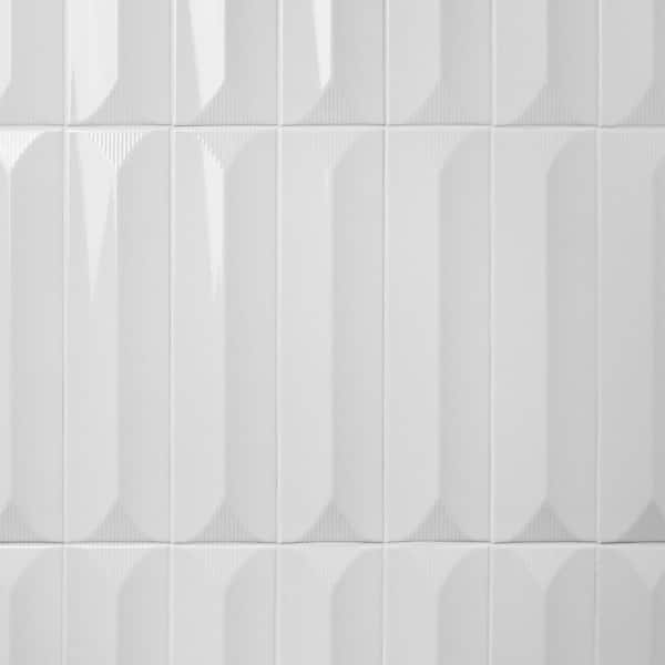 Ivy Hill Tile Colorwave Inflex White 4.43 in. x 17.62 in. Polished Crackled Ceramic Wall Tile (6.53 Sq. Ft./Case)