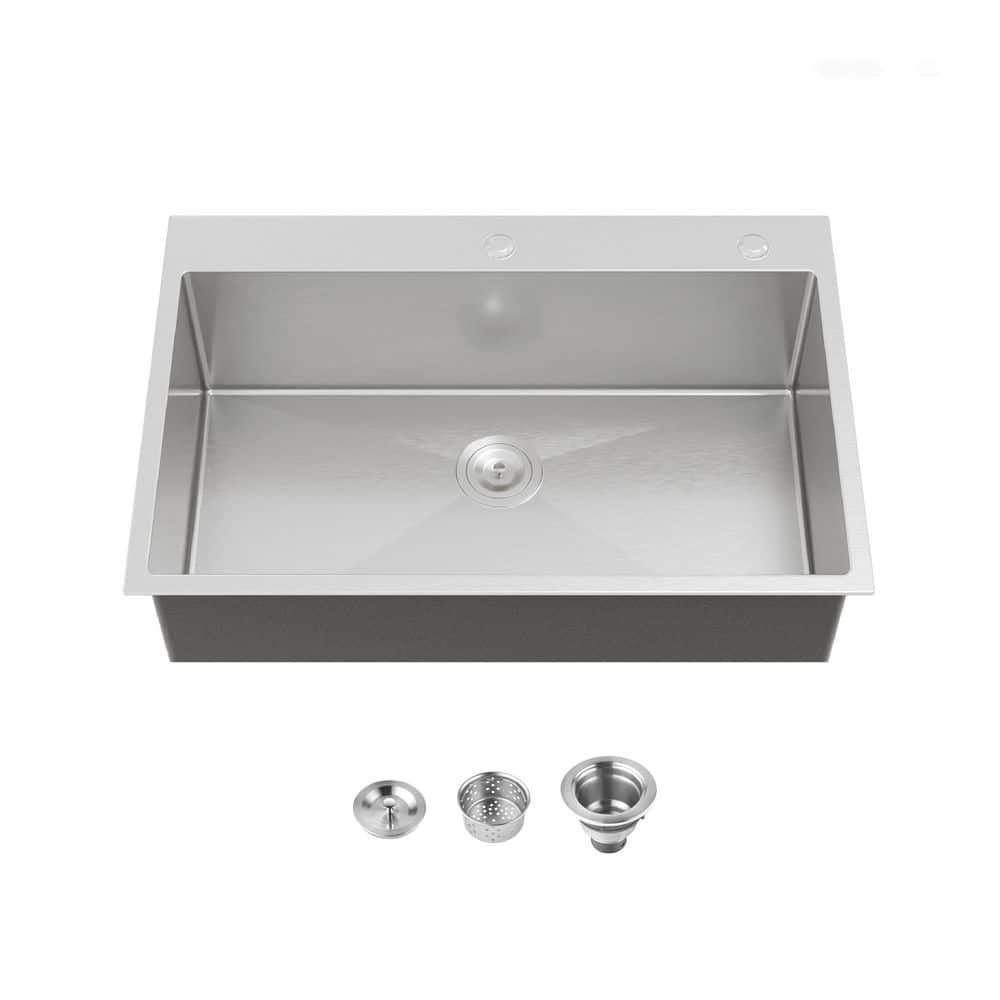 RAINLEX 33 in. L x 22 in. W Drop-In Single Bowl 16-Gauge Stainless