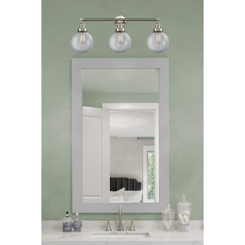 Beacon 32 in. 3-Light Brushed Satin Nickel Vanity Light with Glass Shade price history on PriceWatchPro