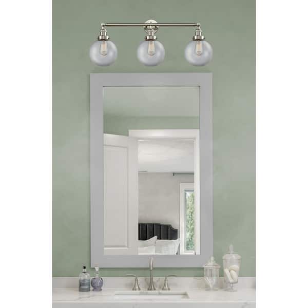 Beacon 32 in. 3-Light Brushed Satin Nickel Vanity Light with Glass Shade
