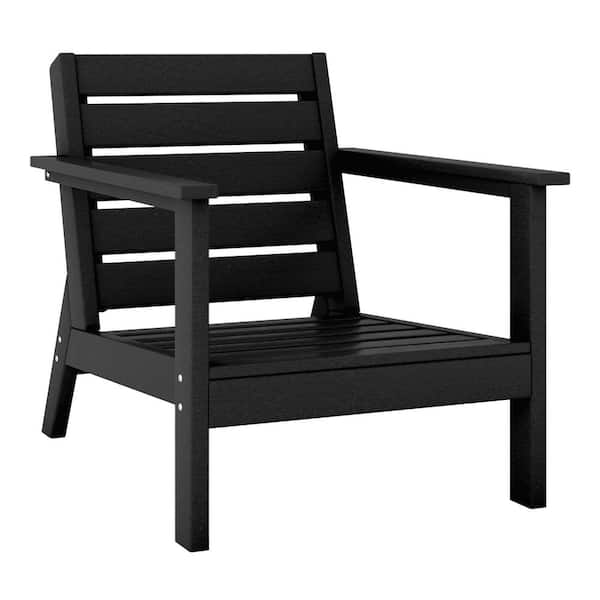 WESTIN OUTDOOR Birchwood Outdoor Patio Deep Seating HDPE Lounge Chair with Arms in Black