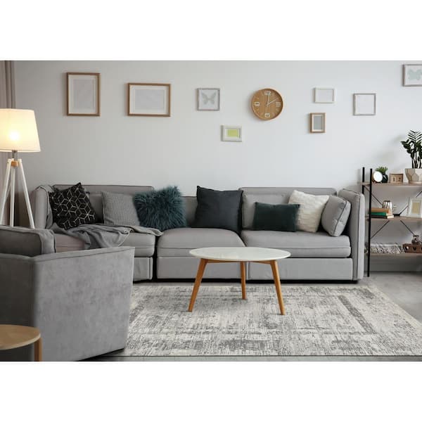 Lirien Collections 5 ft. x 8 ft. Grey Border Indoor Area Rug