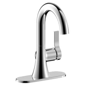 Varenne 4 in. Centerset Single-Handle Modern Bathroom Faucet with Deck Plate and Pop-Up Assembly in Chrome