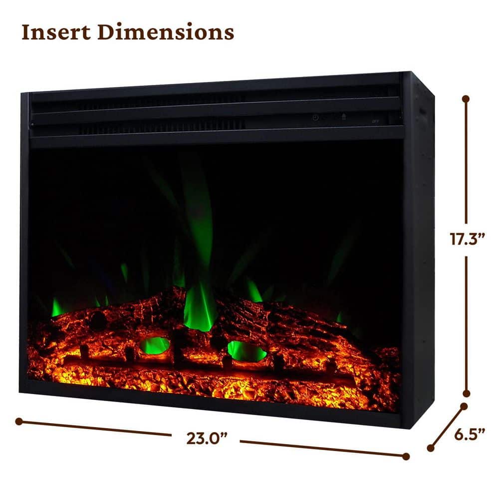 Sienna 34'' White MDF Electric Fireplace with Multi-Color Flame and Log Insert
