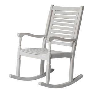 Midland Collection White Wash Acacia Wood Outdoor Rocking Chair