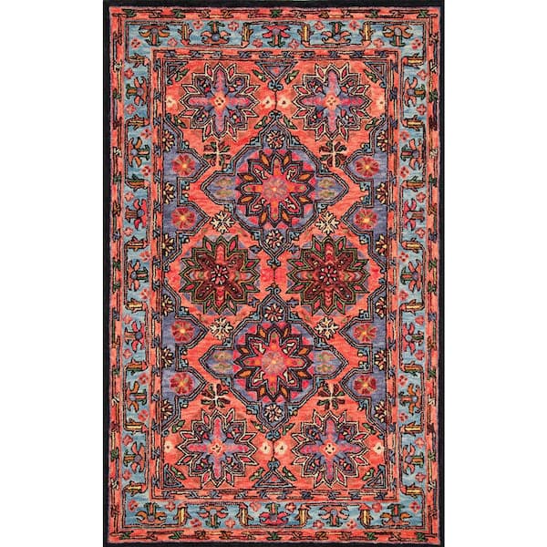 nuLOOM Yvonne Floral Rust 6 ft. x 9 ft. Area Rug