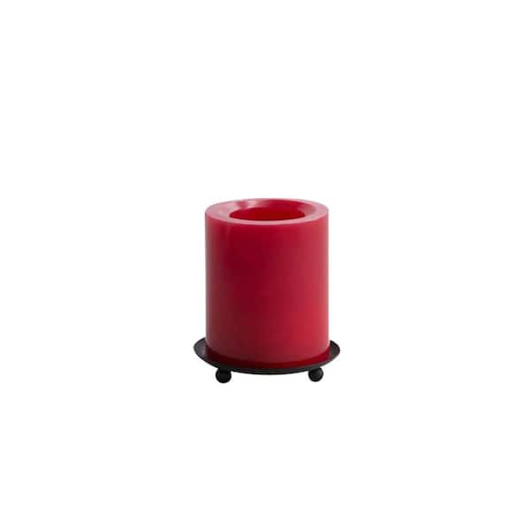 Home Decorators Collection 4 in. H Smooth Red Flameless Candle Pillar