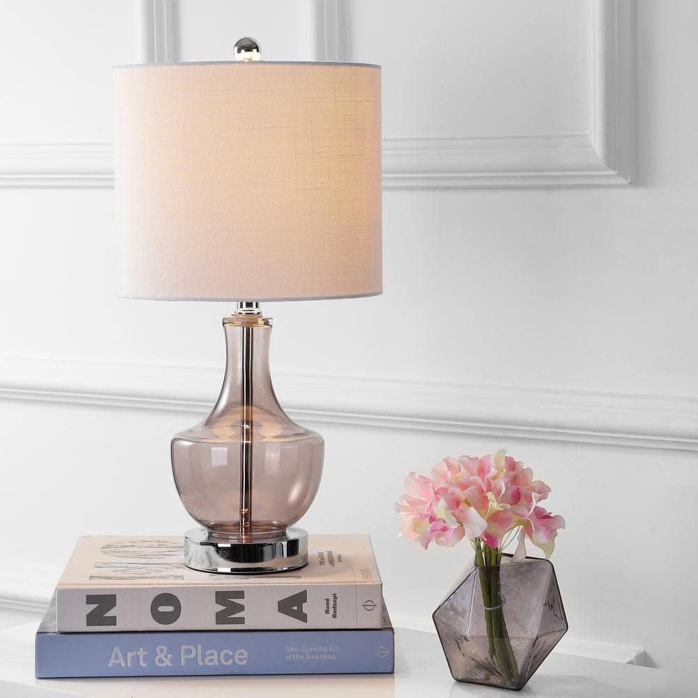 JONATHAN Y Colette 20 in. Smoked Gray Mini Glass Table Lamp JYL1029D ...