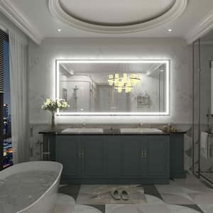 72 in. W x 36 in. H Rectangular Frameless Front & Back LED Lighted Anti-Fog Tempered Glass Wall Bathroom Vanity Mirror