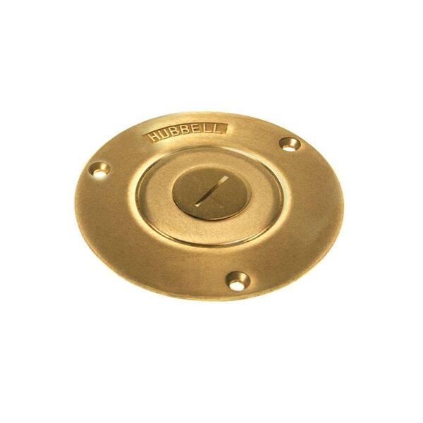 RACO 3-7/8 in. Round Brass Floor Box Cover with Threaded 1 in. Combination Plug