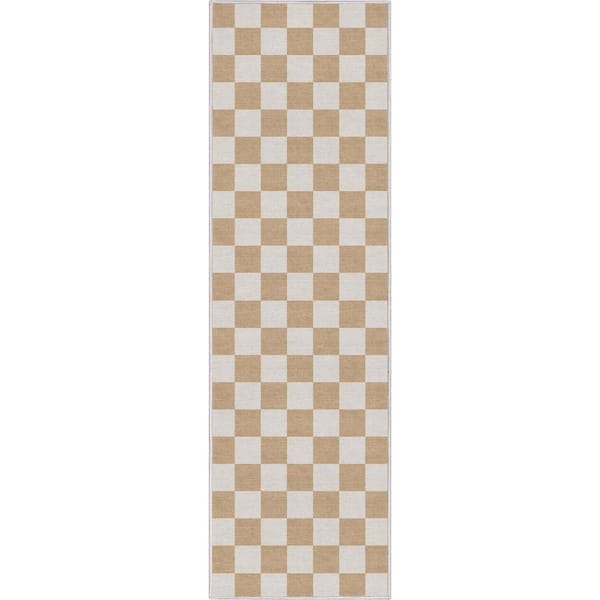 Well Woven Yellow 2 ft. 3 in. x 7 ft. 3 in. Runner Flat-Weave Apollo Square Modern Geometric Boxes Area Rug