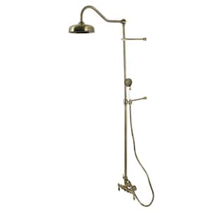 Vintage 2-Handle 1-Spray Clawfoot Tub Faucet in Antique Brass with Hand Shower (Valve Included)