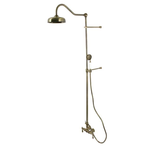 Kingston Brass Vintage 2-Handle 1-Spray Clawfoot Tub Faucet in Antique Brass with Hand Shower (Valve Included)