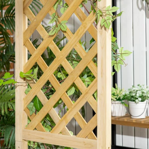 Tenleaf 63 in. x 78 in. Brown Wood Garden Trellis with Pergola, 2 Trellises,  3 Seat FCBF13-717 - The Home Depot
