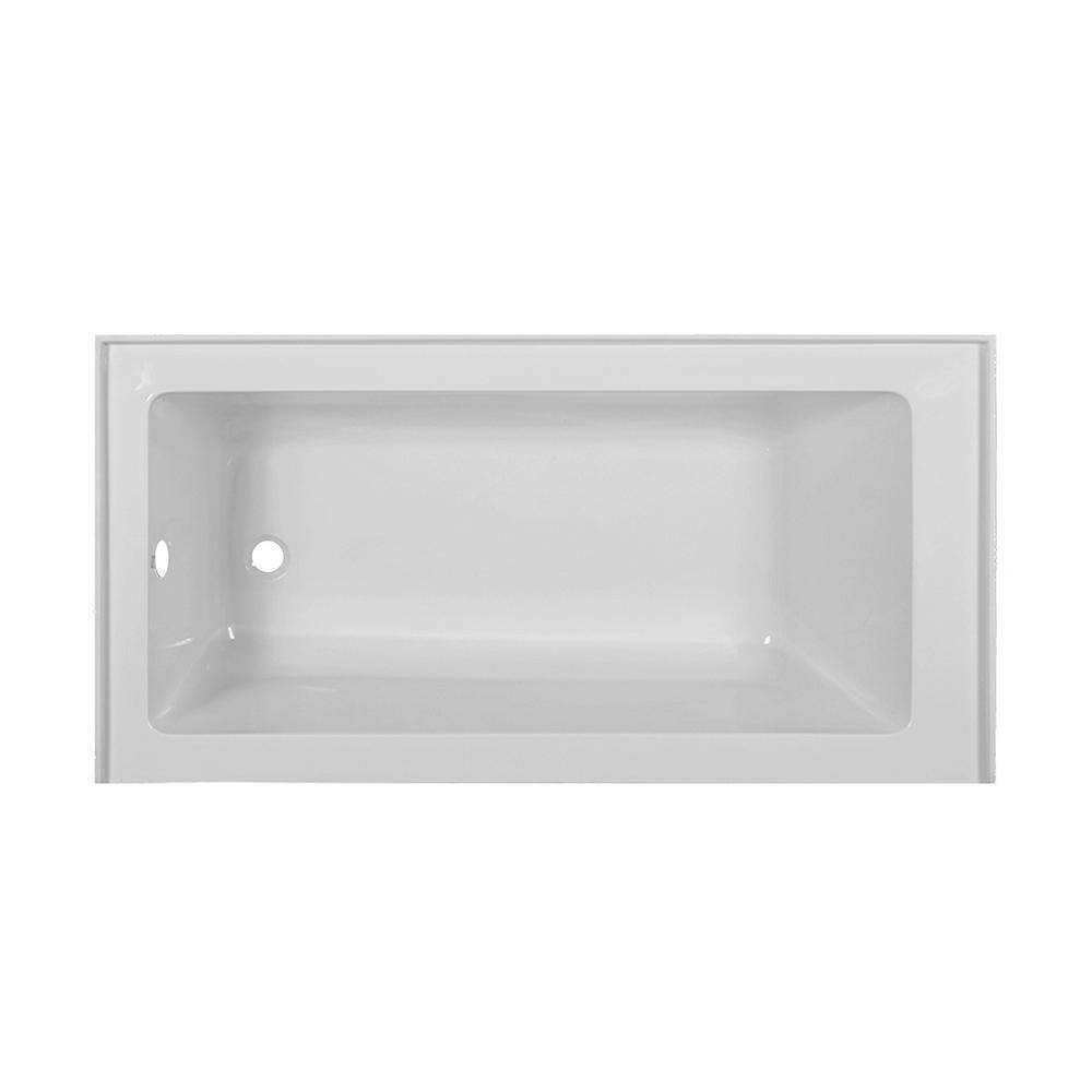 66-Inch White Acrylic Rectangular Soaking Bathtub with Apron Front