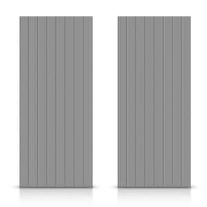 84 in. x 96 in. Hollow Core Light Gray Stained Composite MDF Interior Double Closet Sliding Doors
