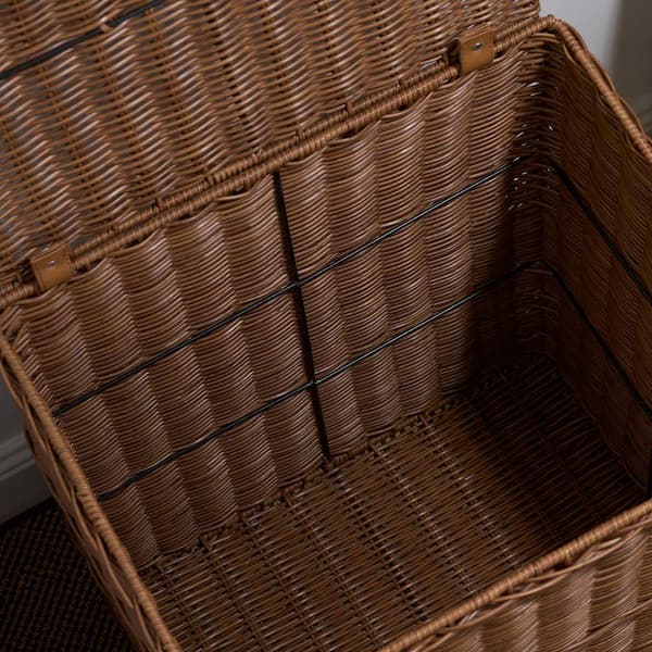 邦楽 Brown Basket Espresso Brown 14 in. x 22 in. Wicker Resin Decorative Basket