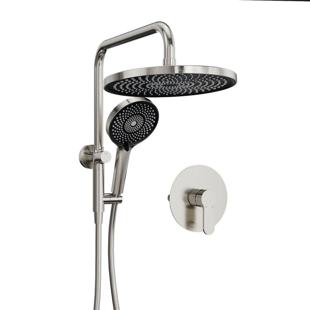 4 Spray 10 in. Dual Shower Head Wall Mount Fixed and Handheld Shower Head 1.8 GPM in Brushed Nickel price history on PriceWatchPro