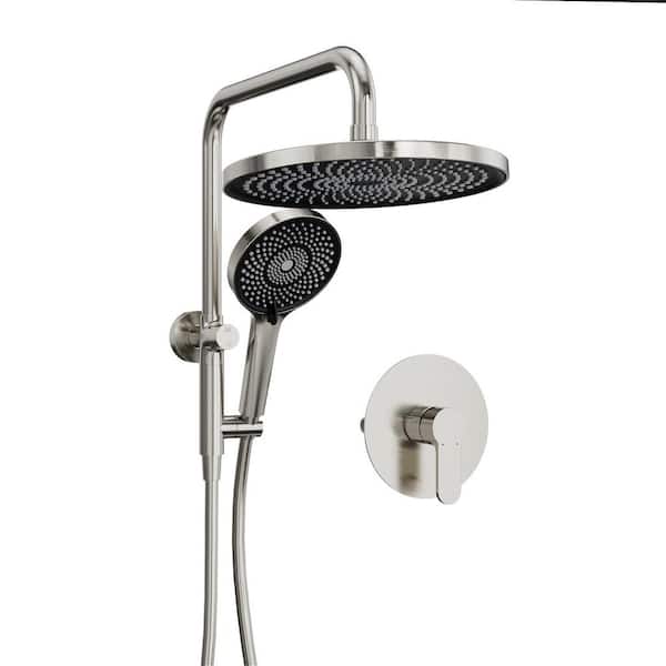 GIVING TREE 4 Spray 10 in. Dual Shower Head Wall Mount Fixed and Handheld Shower Head 1.8 GPM in Brushed Nickel