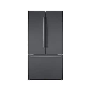 800 Series 21 cu ft 3-Door French Door Counter Depth Smart Refrigerator in Black Stainless Steel with Ice Maker/Water