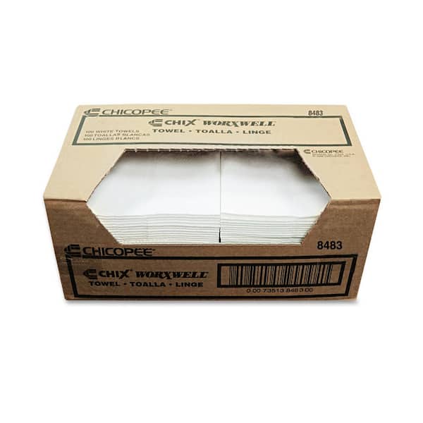 13 in. x 15, Flat, White, Durawipe Shop Towel, (300/Carton)