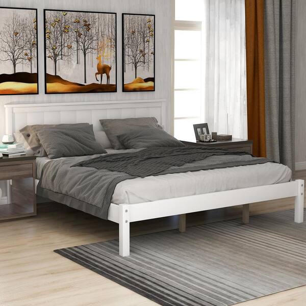 White bed frame online queen no headboard